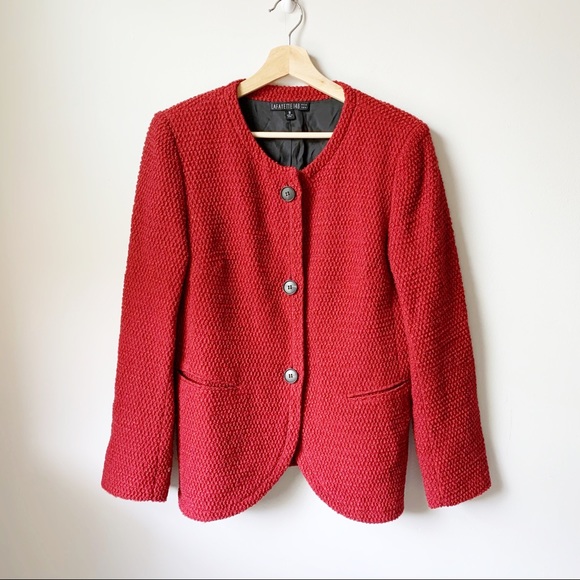 Lafayette 148 Textured Red Button Front Blazer - Picture 1 of 4
